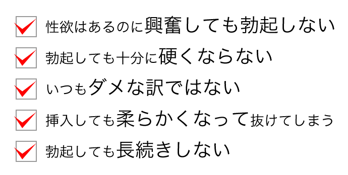 こんな症状も勃起障害に含まれます